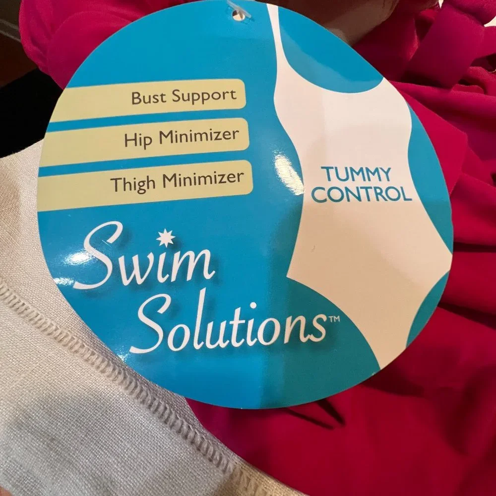 Swim Solutions NWT size 10 red pomegrante swimsuit - Picture 5 of 6